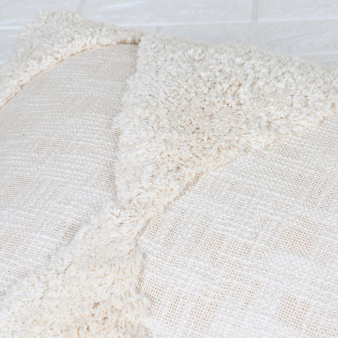 Tufted Texture Boho Ivory and Ivory Cushion Cover