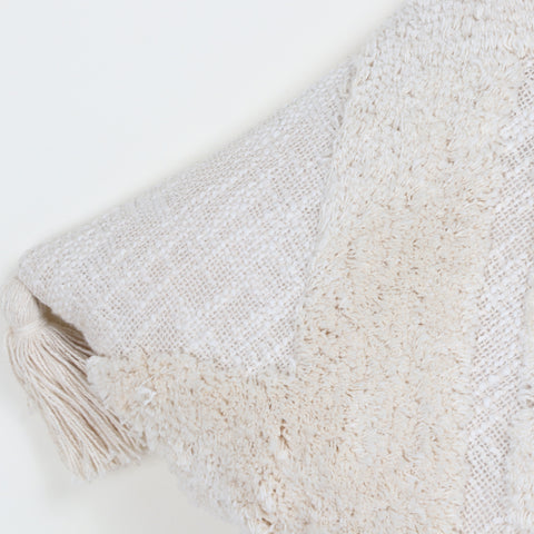 Tufted Texture Boho Ivory and Ivory Cushion Cover