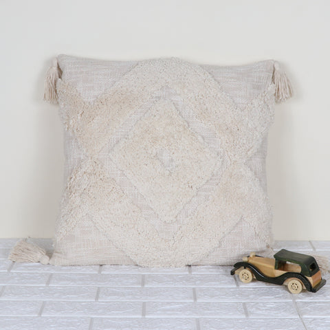 Set Of 3 Tufted Texture Boho Ivory Ivory Cushion Cover