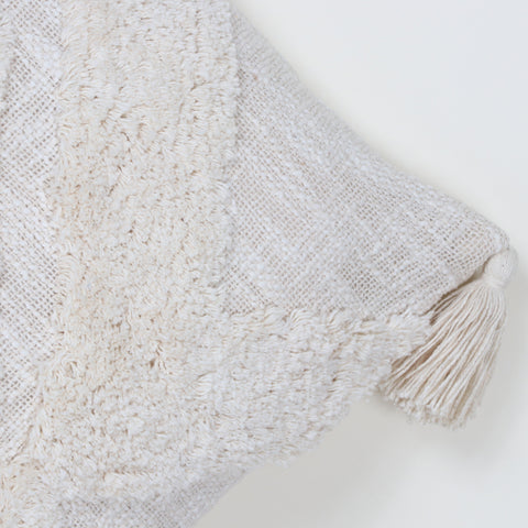 Set Of 3 Tufted Texture Boho Ivory Ivory Cushion Cover