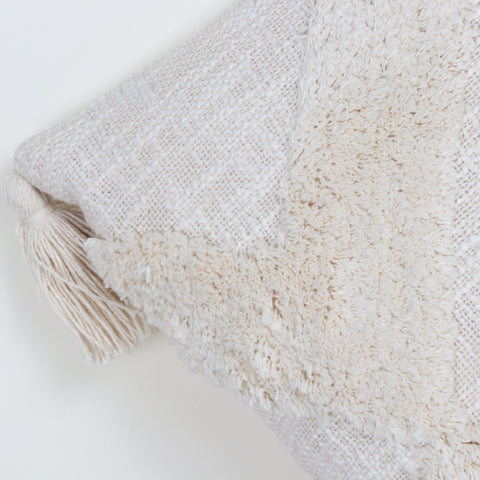 Set Of 3 Tufted Texture Boho Ivory Ivory Cushion Cover
