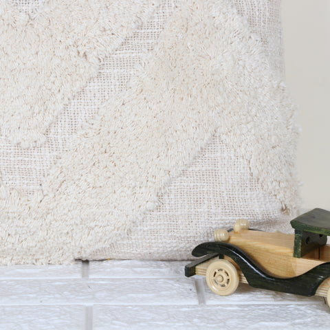Tufted Texture Boho Ivory and Ivory Cushion Cover