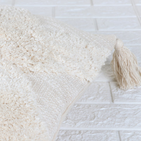 Tufted Texture Boho Ivory and Ivory Cushion Cover