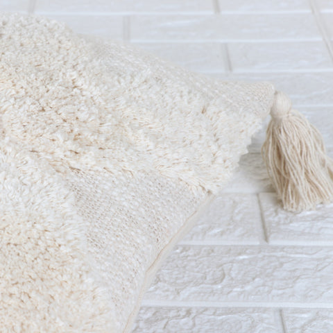 Set Of 3 Tufted Texture Boho Ivory Ivory Cushion Cover