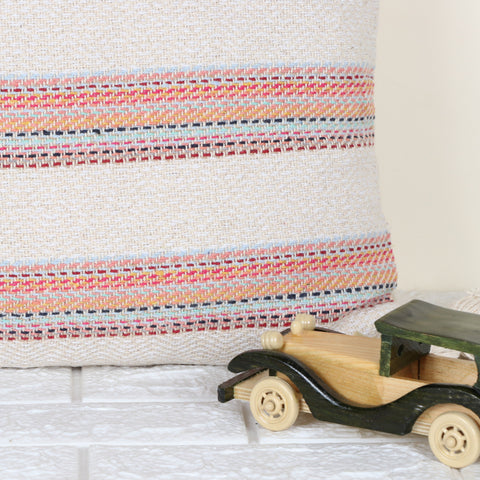 Set Of 3 Off-White Hand loom Woven Natural Cotton Tassel Cushion Cover