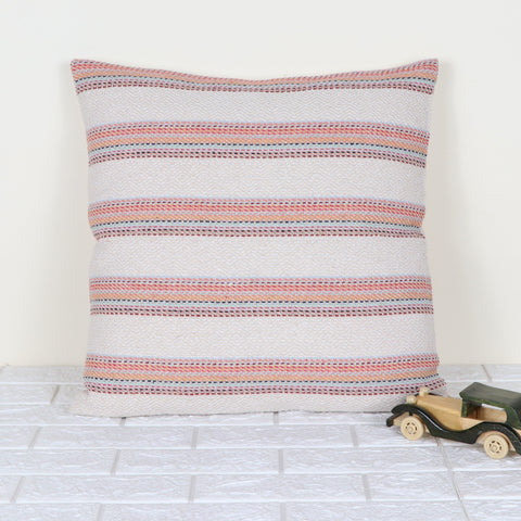 Set Of 3 Off-White Hand loom Woven Natural Cotton Tassel Cushion Cover