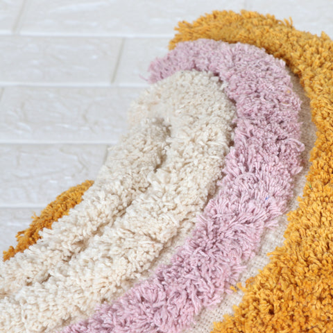 Set Of 2 Hand Tufted Texture Boho Ivory Yellow Fringe Cushion Cover