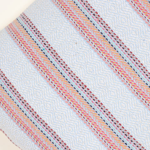 Set Of 2 Hand Loom Woven Texture Boho Blue White Stripe Fringe Cushion Cover