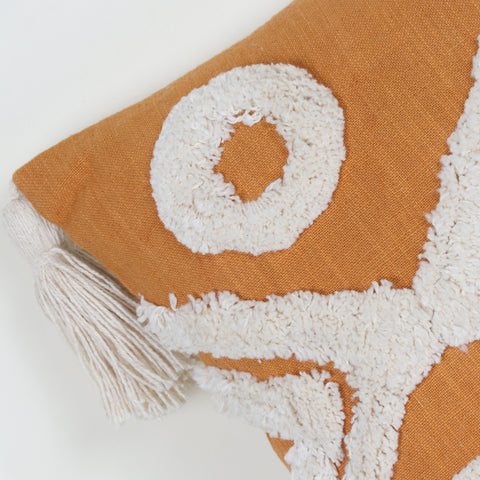 Set Of 3 Tufted Texture Boho Mustard Yellow Ivory Cushion Cover
