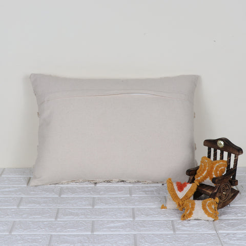Set Of 3 Tufted Texture Boho Off-White Fringe Cushion Cover