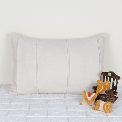 Set Of 3 Hand Tufted Texture Boho Off-White Yellow Fringe Cushion Cover