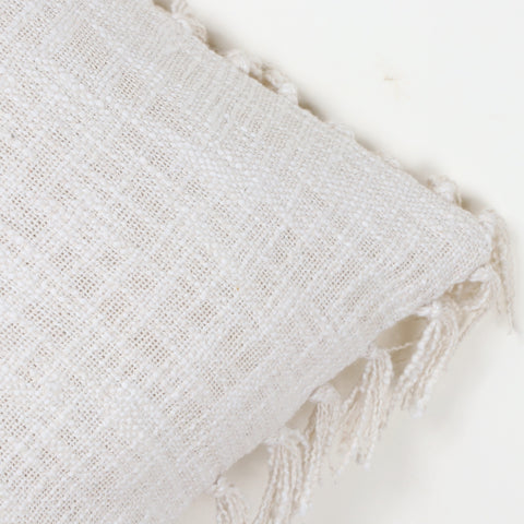 Hand Tufted Texture Boho Ivory Fringe Cushion Cover