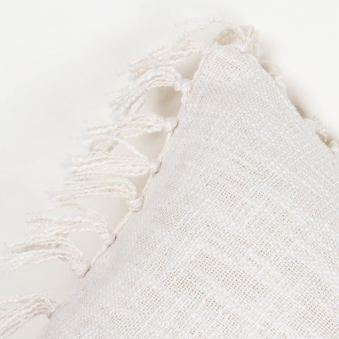 Hand Tufted Texture Boho Ivory Fringe Cushion Cover