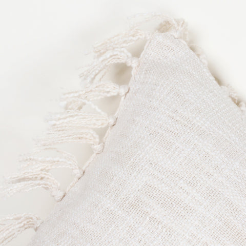 Set Of 3 Hand Tufted Texture Boho Ivory Fringe Cushion Cover