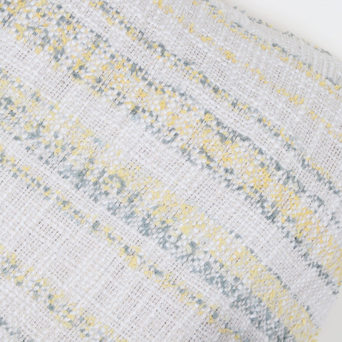 Hand Loom Woven Texture Boho Off-White and Yellow Fringe Cushion Cover