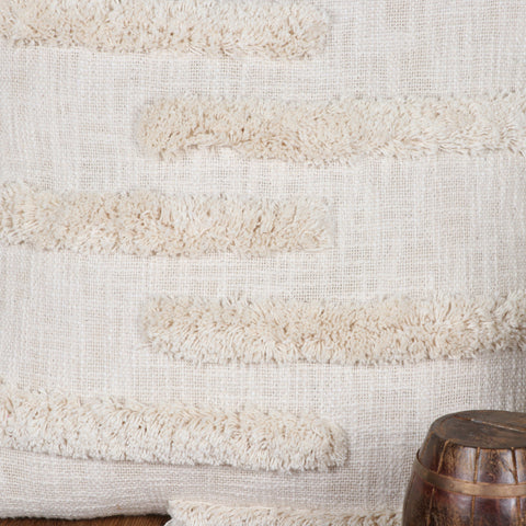 Set Of 3 Hand Tufted Texture Boho Off-White Ivory Fringe Cushion Cover