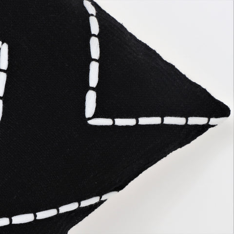 Set Of 2 Hand Tufted Texture Boho Black White Stripe Cushion Cover