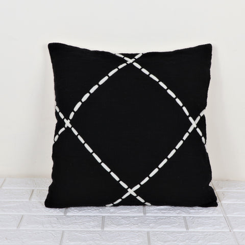 Hand Tufted Texture Boho Black and White Stripe Cushion Cover