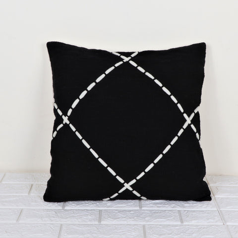 Set Of 2 Hand Tufted Texture Boho Black White Stripe Cushion Cover