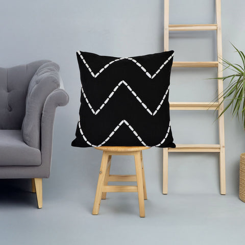 Hand Tufted Texture Boho Black and White Stripe Cushion Cover