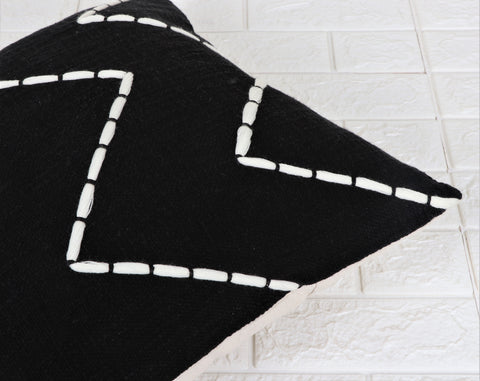 Hand Tufted Texture Boho Black and White Stripe Cushion Cover