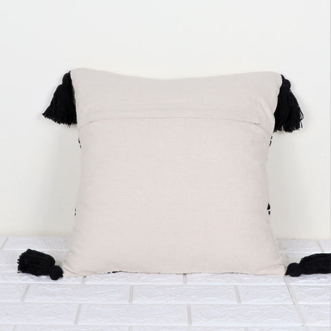 Hand Tufted Texture Boho Ivory and Black Stripe Cushion Cover