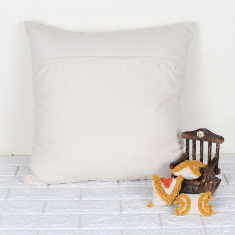 Set Of 2 Tufted Texture Boho Off-White Gray Fringe Cushion Cover