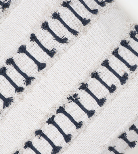 Set Of 2 Tufted Texture Boho Off-White Gray Fringe Cushion Cover