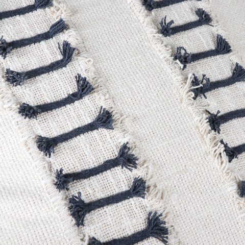 Set Of 2 Tufted Texture Boho Off-White Gray Fringe Cushion Cover
