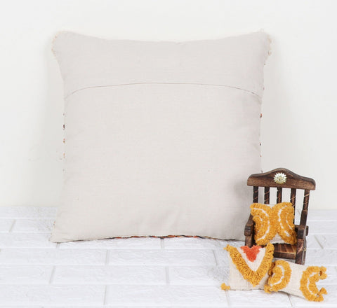 Set Of 3 Hand Tufted Texture Boho Ivory Mustard Yellow Fringe Cushion Cover