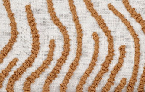 Tufted Texture Boho Ivory and Mustard Yellow Fringe Cushion Cover