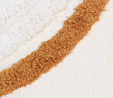 Set Of 3 Tufted Texture Boho Ivory Mustard Yellow Fringe Cushion Cover