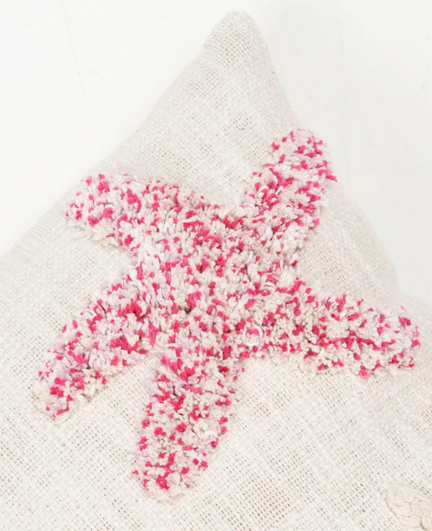 Set Of 2 Hand Tufted Texture Boho Ivory Pink Fringe Cushion Cover