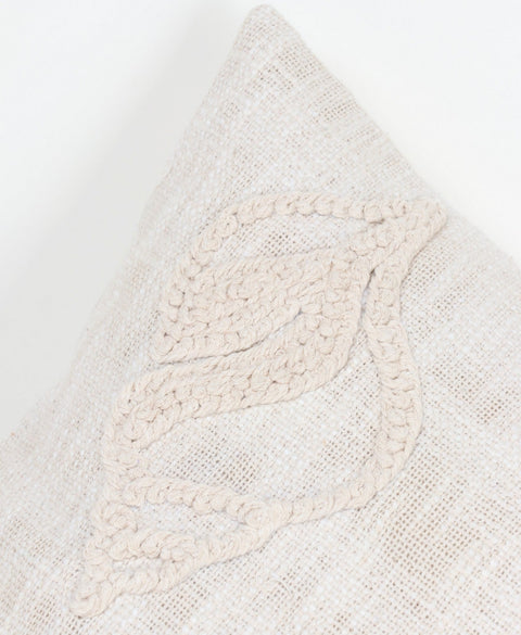 Set Of 2 Hand Tufted Texture Boho Ivory Pink Fringe Cushion Cover