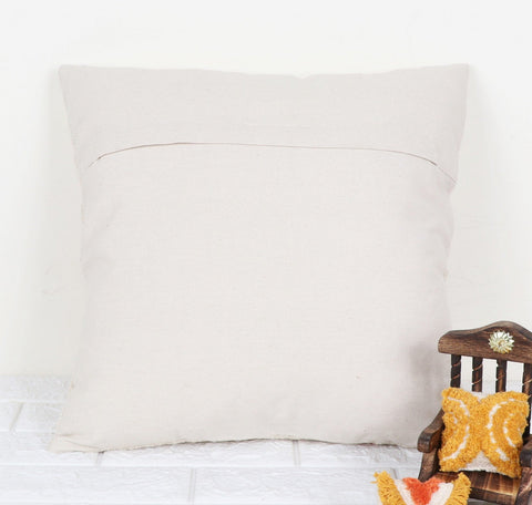 Set Of 2 Hand Tufted Texture Boho Ivory Pink Fringe Cushion Cover