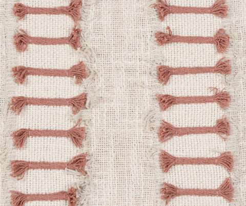 Set Of 3 Tufted Texture Boho Ivory Light Mauve Fringe Cushion Cover
