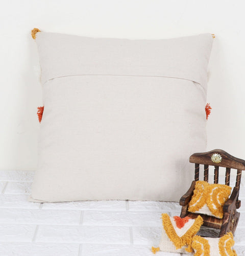Set Of 3 Hand Tufted Texture Boho Ivory Mustard Yellow Cushion Cover