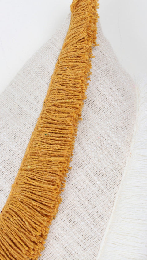 Set Of 3 Hand Tufted Texture Boho Ivory Mustard Yellow Cushion Cover