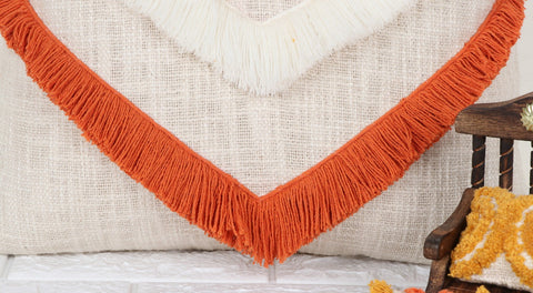 Set Of 3 Hand Tufted Texture Boho Ivory Mustard Yellow Cushion Cover