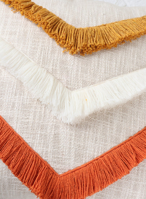 Set Of 3 Hand Tufted Texture Boho Ivory Mustard Yellow Cushion Cover