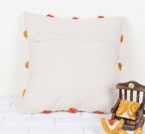 Set Of 3 Hand Tufted Texture Boho Ivory Mustard Yellow Cushion Cover