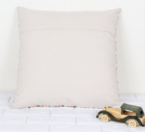 Printed Boho Tufted Orange And White Jaipuri Print Cushion Cover