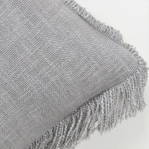 Set Of 3 Hand Tufted Texture Boho Gray Side Fringe Cushion Cover