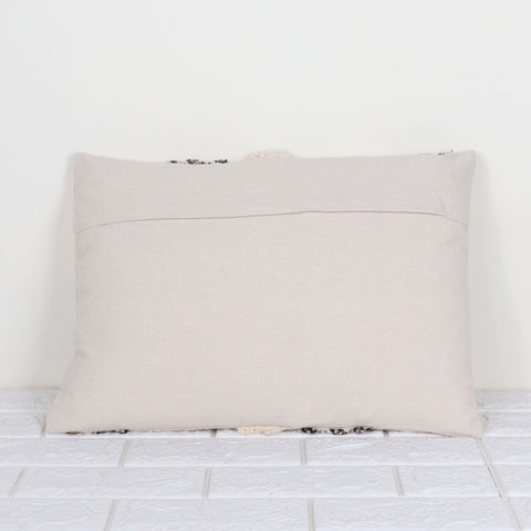 Hand Tufted Texture Boho Ivory and Black Stripe Cushion Cover