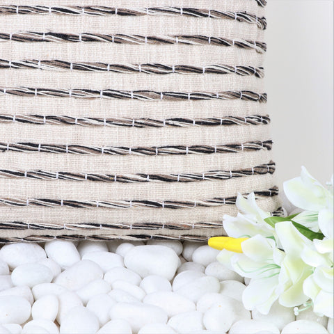 Hand Tufted Texture Boho Ivory and Black Stripe Cushion Cover