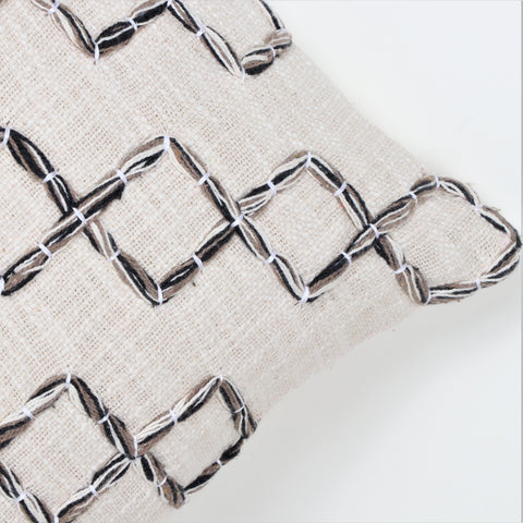 Hand Tufted Texture Boho Ivory and Black Stripe Cushion Cover