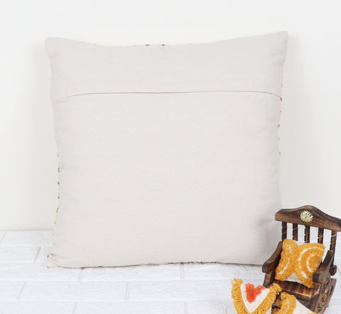 Set Of 3 Hand Tufted Texture Boho Ivory Mustard Yellow Fringe Cushion Cover