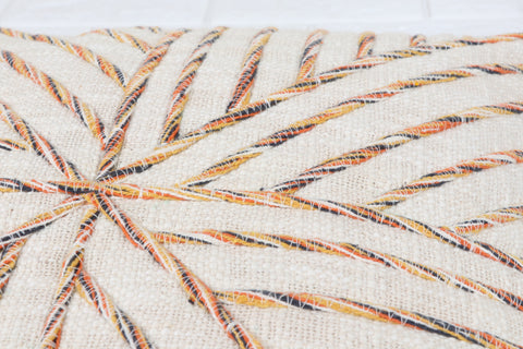 Hand Tufted Texture Boho Ivory and Mustard Yellow Fringe Cushion Cover