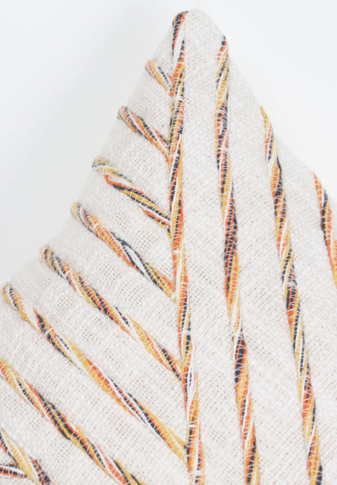 Set Of 3 Hand Tufted Texture Boho Ivory Mustard Yellow Fringe Cushion Cover