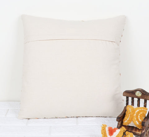 Set Of 3 Hand Tufted Texture Boho Ivory Mustard Yellow Fringe Cushion Cover